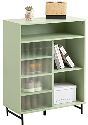 SoBuy FSB61-GR Sideboard mit Schiebetür aus Glas Kommode Schrank Beistellschrank Aufbewahrungsschrank Grün BHT ca.: 70x90x34cm