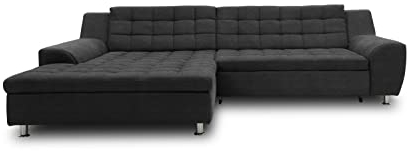 DOMO. collection Ecksofa Merida, Sofa mit Schlaffunktion in L-Form, Eckcouch mit Bettkasten, Schlafsofa 304 x 200 x 84 cm (BxTxH), dunkelgrau