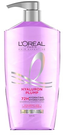 L'Oreal Paris Elvive Hyaluron Plump Hydrating Shampoo for Dehydrated, Dry Hair Infused with Hyaluronic Acid Care Complex, Paraben-Free, 26.5 Fl Oz