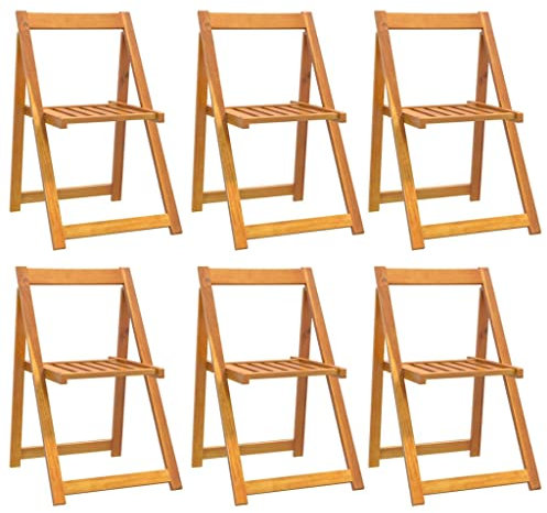 vidaXL Klappbare Gartenstühle 6 STK. Massivholz Akazie, Außenstuhl, Terrassenstuhl, Gartenstuhl Massivholz, Outdoor-Stuhl, Balkonstuhl