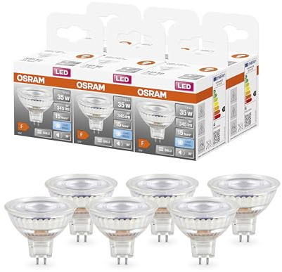 OSRAM Star Reflektor LED-Lampe für GU5.3-Sockel, klares Glas ,Kaltweiß (4000K), 345 Lumen, Ersatz für herkömmliche 35W-Leuchtmittel, nicht dimmbar, 6-er Pack