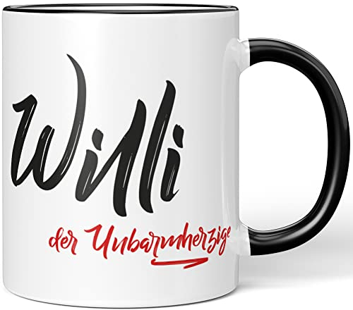JUNIWORDS Tasse, Willi, der Unbarmherzige, Schwarz (5309586)