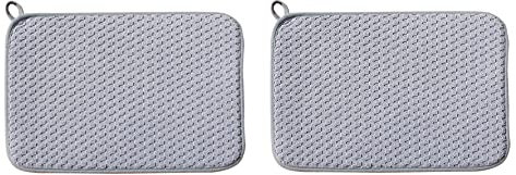 Dish Drying Mat Microfibre Quick Draining Board Pad Mats, Highly Absorbent Plate & Cup Drainer Board Mats for Homer Kitchen Countertop Bathroom Sink [2 Pack Large]