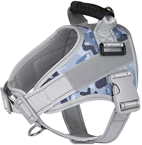 Hundegeschirr Weste Strapazierfähiger Reflektierender Brustgurt for Französische Bulldogge Geschirr Deutscher Schäferhund Mops Gehtraining Zubehör (Color : Blue, Size : L)