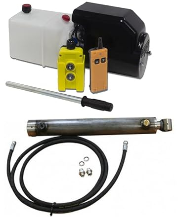 24 V DC einfachwirkendes hydraulisches Powerpack-Anhänger-Kit zum Heben von 2,5 Tonnen, 400 mm Hub mit Handpumpen-Backup bei Stromausfall