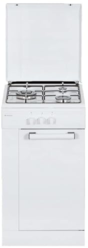 Aspes Cocina Gas Butano 3 Zonas de Cocción, Blanco AKG3500PB. Control Manual, Quemador WOK triple llama, Compartimento Bombona, Tapa Abatible