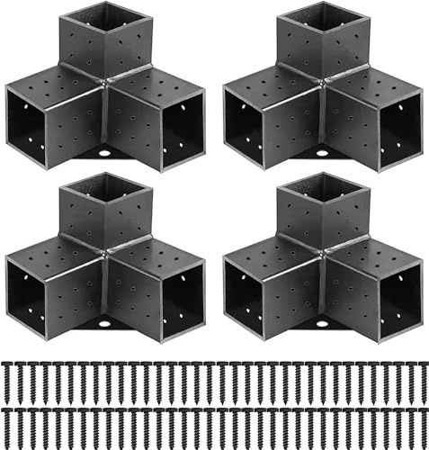SSKFerier Pergola-Halterungs-Set, 4 x 4, 3-Wege-Eckwinkel für Verlängerung, erhöhter Holzständer