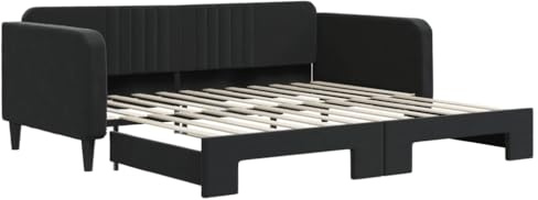 vidaXL Tagesbett Ausziehbar Schwarz 100x200 cm Samt