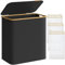 SONGMICS Laundry Basket with Lid, 3-Section Large Laundry Hamper, 150L, Removable Mesh Liner, Oxford Fabric, Bamboo Handles, Collapsible, 60 x 38.5 x 70.5 cm, Ink Black LCB515B01