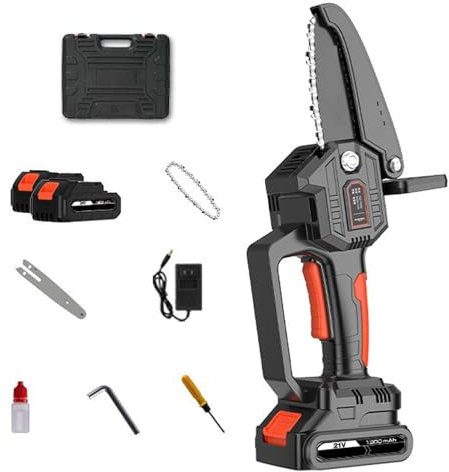 Handheld Electric Mini Chain Saw,4 Mini Multi-Functional Hand Saw,Household Mini Hand Electric Saw,Single Handed Saw,Logging Saw,Suitable For Gardening And Wood Cutting(Size:Battery*2,Color:1300mAh)
