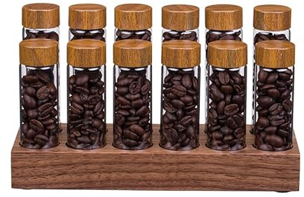 Seahelms Coffee Bean Storage Tubes Coffee Bean Cellar Wooden Stand