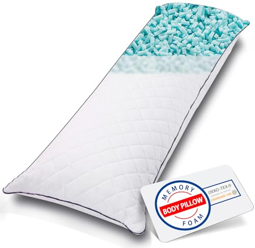 1 MIDDLE ONE Body Pillow, Memory Foam Body Pillows for Adults Sleeping, Long Pillow for Bed, Big Large Firm Full Body Pillow for Side Sleeper, 20x54 Inch, White