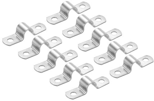 PATIKIL 10 Stück U-Rohrschellen Set, Rohrschelle 10mm, Schlauchschellen, Edelstahl 2-Loch U-Form Kabelschellen, Starrer Rohr Riemen Klemme, Rohrhalterung für Rohr Befestigung