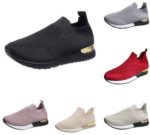 Chaussure De Sport Femme Mode Basket Mode Air Running Course Chaussures sans Lacet Ete Outdoor Casual Mesh Respirant Confort Sneakers Chaussures de Sécurité
