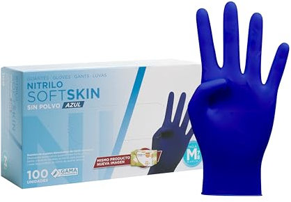 COM-FORT HOUSE - Guantes nitrilo desechables - Color Azul- Colección Softskim - Guantes de Látex sin Polvo - Disponible en tallas XS, S, M, L, XL