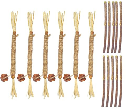 6+10 PCS Matatabi pour Chat，Baton Herbe a Chat，Jouets à l'herbe à Chat，Jouet Dentaire Chaton，pour Grincer des Dents, Soins Dentaires, Se Brosser Les Dents, éLiminer Le Tartre Et RafraîChir L'Halei