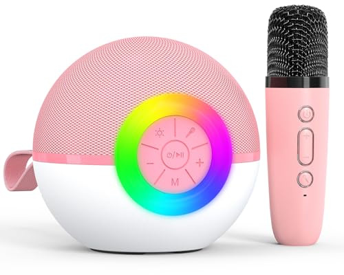 Micrófono de Karaoke para niños, Juguete con micrófonos inalámbricos, micrófono de Karaoke Bluetooth portátil Regalo para Niño Niña 3-12 Años (Pink-1 Mic)