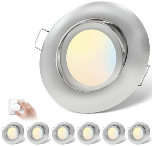 cloksh LED Einbaustrahler 230V Dimmbar LED Spots 6W IP44 Bad Einbauleuchten Schwenkbar Deckenspots,Warmweiß 3000K Neutralweiß 4000K Kaltweiß 6000K Einbauspots für Badezimmer Küche Wohnzimmer