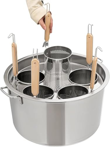 WPJBDS Nudeltopf, 5 Löcher, Edelstahl, Nudeltopf Mit Siebdeckel, Spaghettitopf Mit Siebeinsatz, 37 L, Kommerzieller Nudelkochtopf, Suppentopf Für Cafeterias, Kantinen, Restaurants