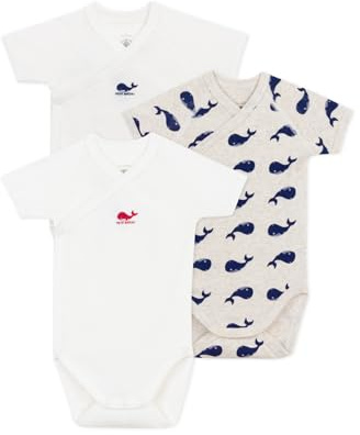 Petit Bateau A0cd1, Body Nascita A Maniche Corte Unisex - Bimbi 0-24, Variante 1, 0 mesi (pacco da 3)