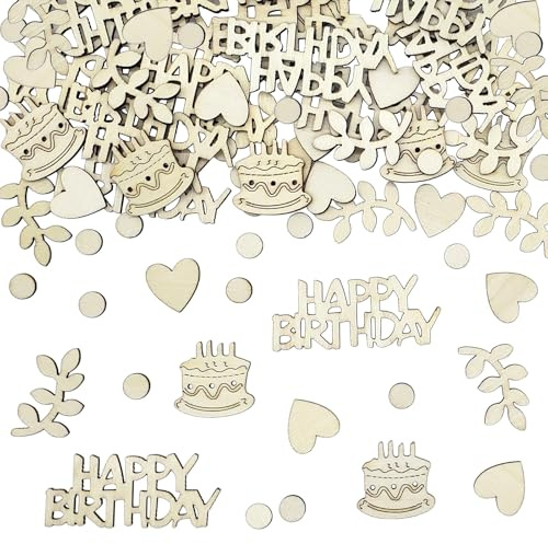 Goldenland 100 Stk Happy Birthday Konfetti Holz,Happy Birthday Streudeko Groß, Streudeko Geburtstags tischdeko,Geburtstags Streudeko Deko,Happy Birthday Geburtstagsdeko Tisch Mann Frau Junge Kinder