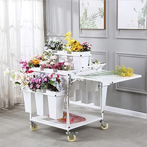 Carro con Soporte para exhibición de Flores, Carro móvil de Metal para Ramo de floristería para floristería, Puesto de floristería de Hierro Forjado para Patio y jardín