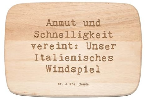 Mr. & Mrs. Panda Frühstücksbrett Spruch Italienisches Windspiel - Geschenk, unser Italienisches Windspiel, Schneidebrett Holz, energiegeladen, Hund,