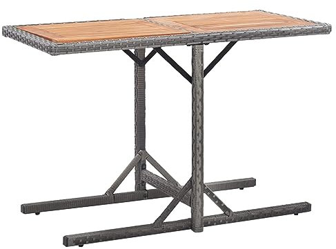 Xichuzi Gartentisch, Gartentisch, Terrassentisch, Esstisch Garten, Gartenesstische, Gartenmöbel, Außentisch, Anthrazit Poly Rattan und Massivholz Akazie