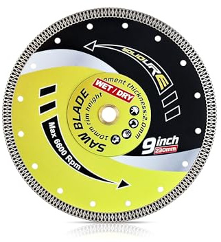 Solidure 230mm Diamant Trennscheibe,Fliesen Diamantscheibe 230mm x 22,23 mm Super Dünnes Diamant-Sägeblatt-Schneiden für Fliese und Feinsteinzeug,Marmor,Granit,Kacheln