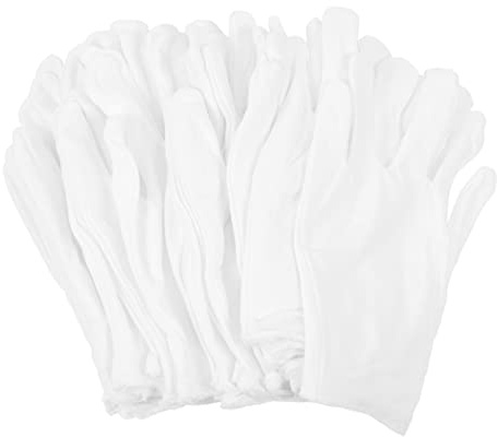 FRCOLOR 12 Paar Elastische Weiße Baumwollhandschuhe Xl Atmungsaktive Handbedeckungen für Schmuckprüfung und Handpflege Waschbare Baumwoll Handwärmer für Alltag