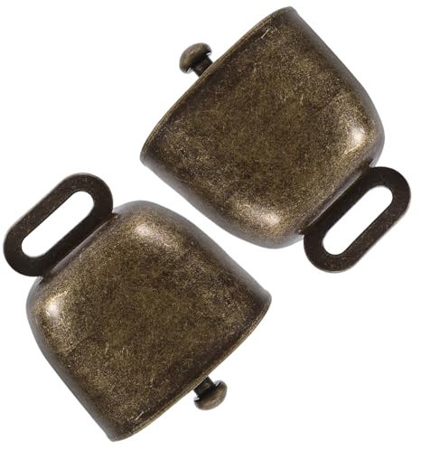 ifundom 2stücke Handliche Kuhglocken Quadratisch Mit Stabilem Griff Robuste Metallglocken Für Outdoor-sportveranstaltungen Feste Hochzeiten Und Notfälle Vintage Bronze Design