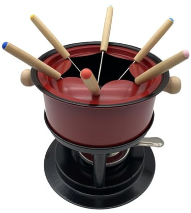 Qianly Fondue-Topf-Set Fondue-Maker-Topf mit verdicktem Stall-Käse-Fondue-Topf-Brühe-Fondue-Set für Dessert-Geburtstags-Party-Heim Picknick