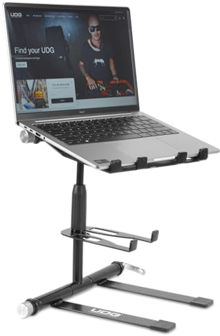 UDG Ultimate DIGI Laptop Stand Schwarz (U96113BL) | Höhen-, neige- und 360-Grad-schwenkbar einstellbar; Laptops bis 18 Zoll; klappbar