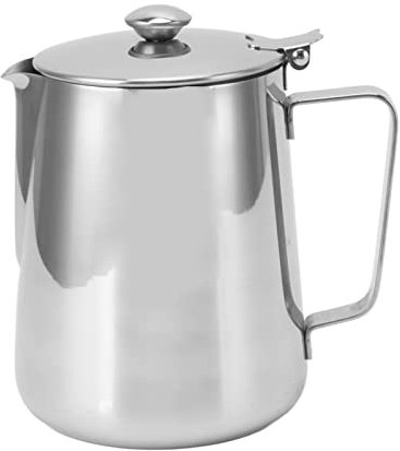 Brocca schiuma di latte, brocca fumante, tazza di latte di caffè in acciaio inossidabile, tazza di brodo di latte con coperchio, adatta per cucina e caffè.