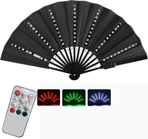 Faltbarer LED-Fächer, dreifarbig, für Partys, Festivals, Diskotheken und Musikkonzerte (Schwarz dreifarbig) ((Schwarz dreifarbig))