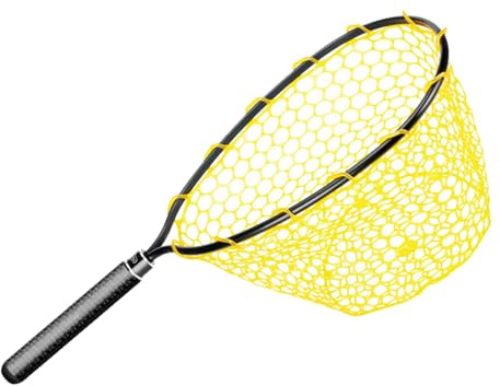 Fly Fishing Net - Trout Landing Net, Bass Catch Net | Rubber Mesh Fishing Net for Freshwater, Lightweight Catch and Release Net for Wating, Foldable Fish Pond Landing Net for River