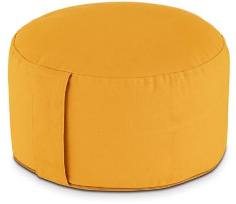 Amago home Yogakissen Meditationskissen Augenkissen Sitzkissen rund ø31xH20cm Bezug waschbar Farbe gelb - Papaya
