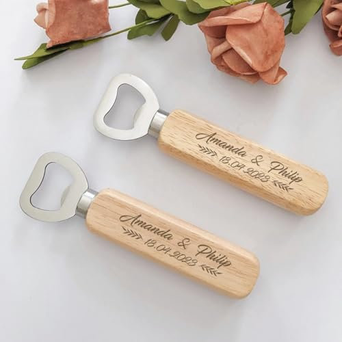 Custom Engraved Wood Bottle Openers Wedding Party Souvenir,Customized Wooden Beer Bottle Openers (50Pcs)