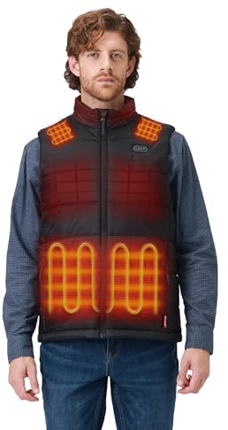 ORORO Men's Heated Gilet, 7-Zone Dual Control Vest, Shoulder Heating (Black,L)