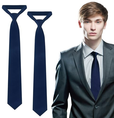 SAIIURV 2 Pezzi Cravatta Uomo Elegante 8 CM, Cravattas da Lavoro Classica, Eleganti Neckties, Cravatta Tinta Unita de Matrimonio, Cravattino per Lavoro, Festa, Celebrazioni ed Eventi (Blu)