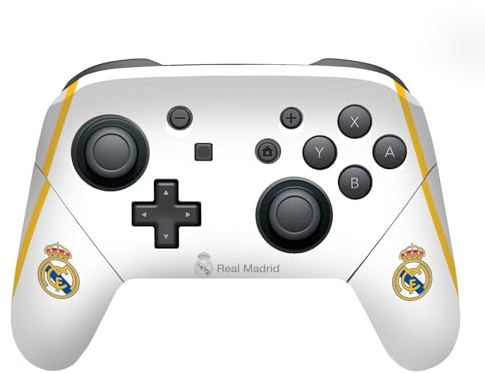Head Case Designs Offizielle Real Madrid CF Weiß Abzeichen Vinyl Haut Gaming Aufkleber kompatibel mit Nintendo Switch Pro Controller
