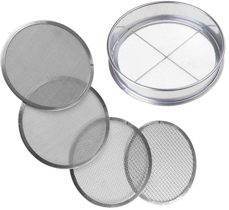 JDNH Setaccio per suolo in acciaio inox portatile con setaccio da 20,3 cm di diametro con dimensioni di rete regolabili per giardinaggio domestico setaccio per suolo in acciaio inossidabile