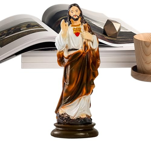 Genérico Figura de Jesús | Estatuilla De Jesús De 21 Cm para Decoración del Hogar | Figura Religiosa Coleccionable De Resina para Estanterías Y Hogar Sala Dormitorio