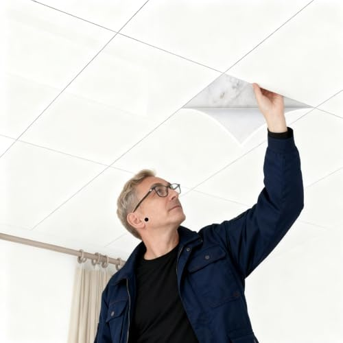 Minglez Dalle de Plafond Dalles de Plafond Suspendu Blanches de 30x60 cm pour Remplacement, Panneaux Muraux Décoratifs Autocollants pour Chambre, Salle de Bain ou Cuisine, Panneaux(5pack)