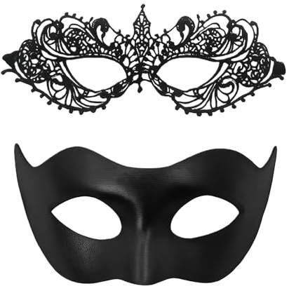 Ruispeed Venezianische Maskenball Masken für Paare – Elegante Masquerade Mask Damen & Herren für Halloween, Karneval, Party und Cosplay Kostüm