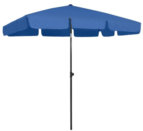 Strandschirm Azurblau Rechteckig 200x125 cm, UV-Schutz Polyester Schirmtuch für den Außenbereich, Garten Sonnenschutz, Terrassen Schattenspender, Markise mit Kippfunktion