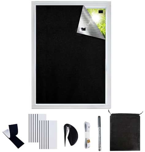 SUPEASY Blackout Blind No Drill, 300 x 147 cm, Stick On Window Blind, Cut to Fit, 100% Blackout, Thermal & UV Protection, Waterproof, Easy Install for Bedroom, Nursery & RV