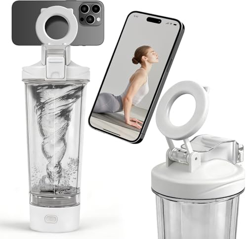 ZAKVOP 700 ml shaker elektrisch, protein Elektrischer Eiweiß Shaker mit Mess-Skala, auslaufsicher, spülmaschinengeeignet, BPA-frei, USB Wiederaufladbar, für klumpenfreie Proteinshakes - Weiß