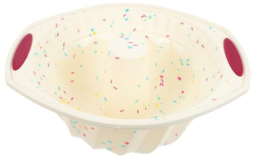 INOOMP Silicone Savarin Cake Mold 12-inch Non-Stick Ring Pan Candy Color Reusable Washable Baking Mold for Dessert and Savarin Cake Making Random Color