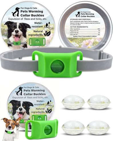 Aquality Pets Collar– Collar Antipulgas para Perros con 4 Cápsulas Reemplazables, Ingredientes 100% Naturales, Seguro para Perros y Gatos, Apto para Todo Tipo de Perros y Gatos (1, Verde)